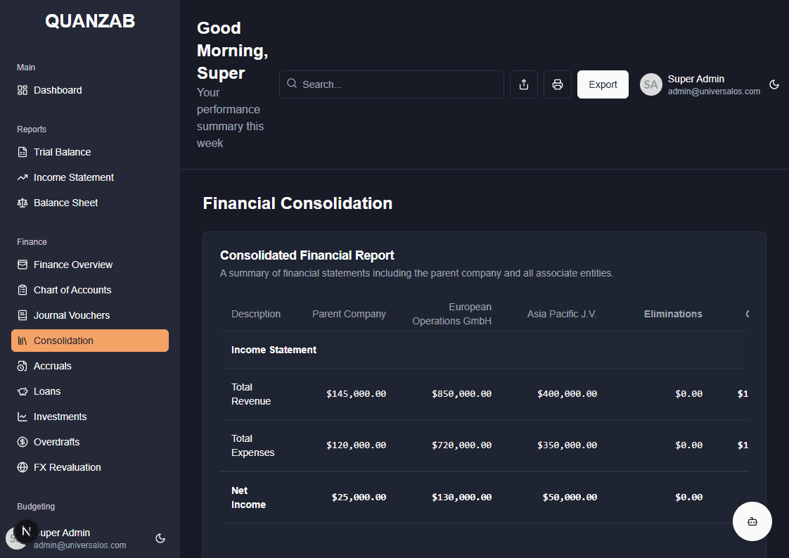 Consolidation Screenshot