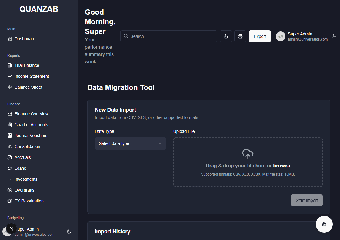Data Migration Screenshot
