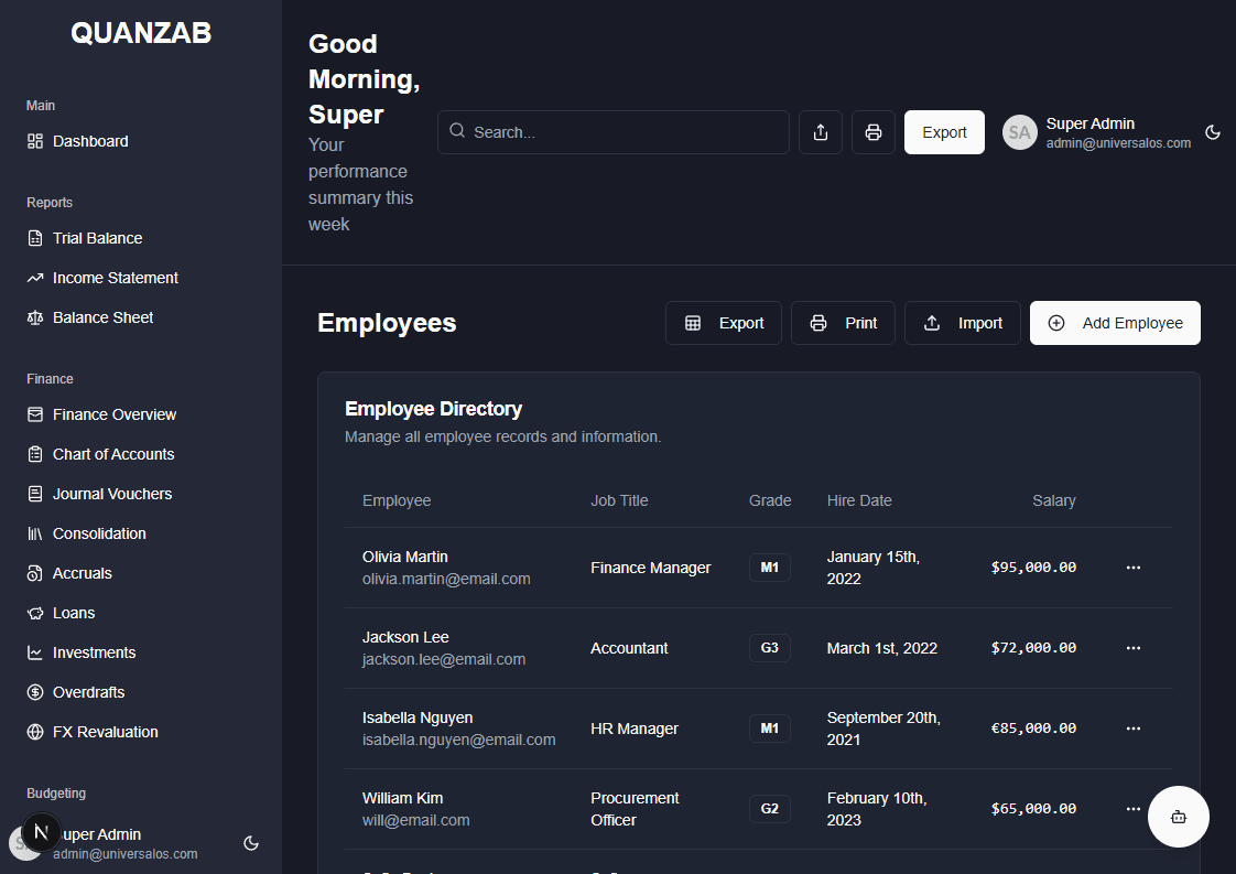 Employees Screenshot