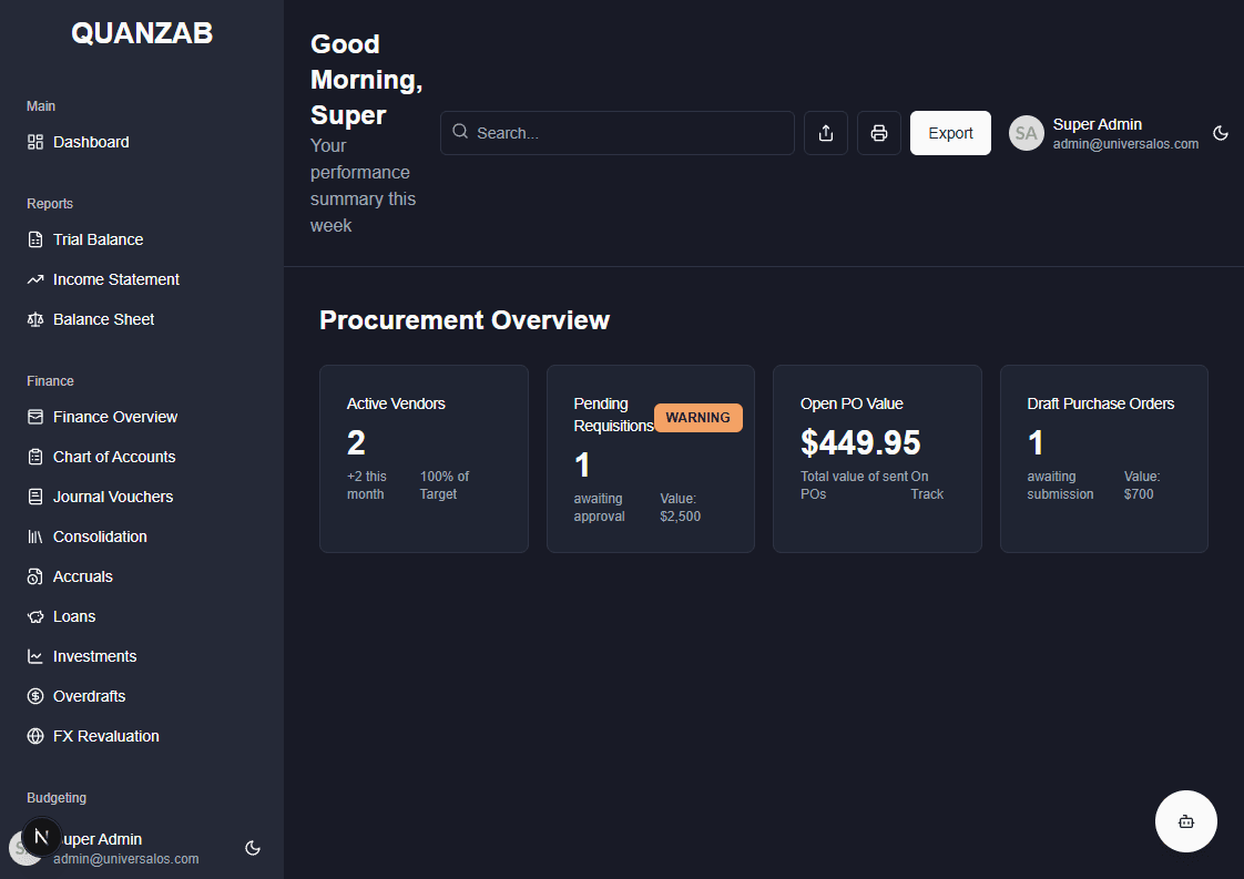 Procurement Screenshot
