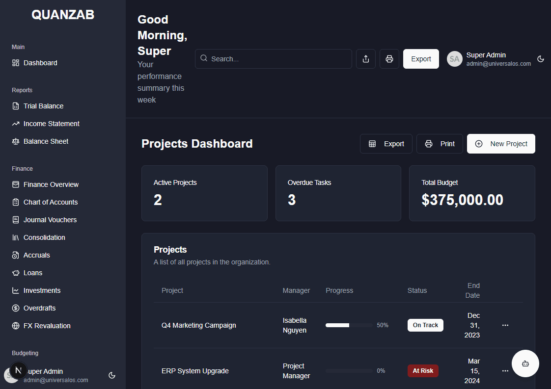 Projects Screenshot